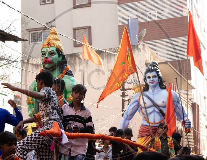 Lord Rama Idols in Procession During Sri Ramanavami Shoba Yatra  In Hyderabad