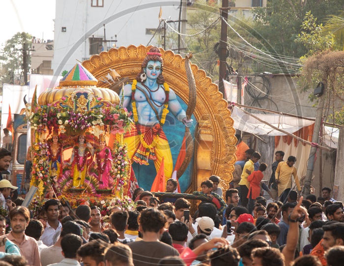 Lord Sri Rama Idols In Procession During Sri Rama Navami Shoba Yatra In Hyderabad