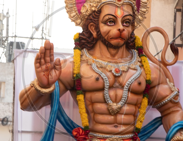 Lord Hanuman Idol in Procession During Sri Ramanavami Shoba Yatra In Hyderabad