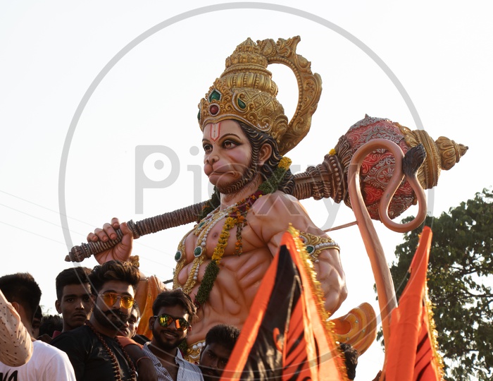 Lord Hanuma Idols in Procession During Sri Rama Navami  Shoba Yatra