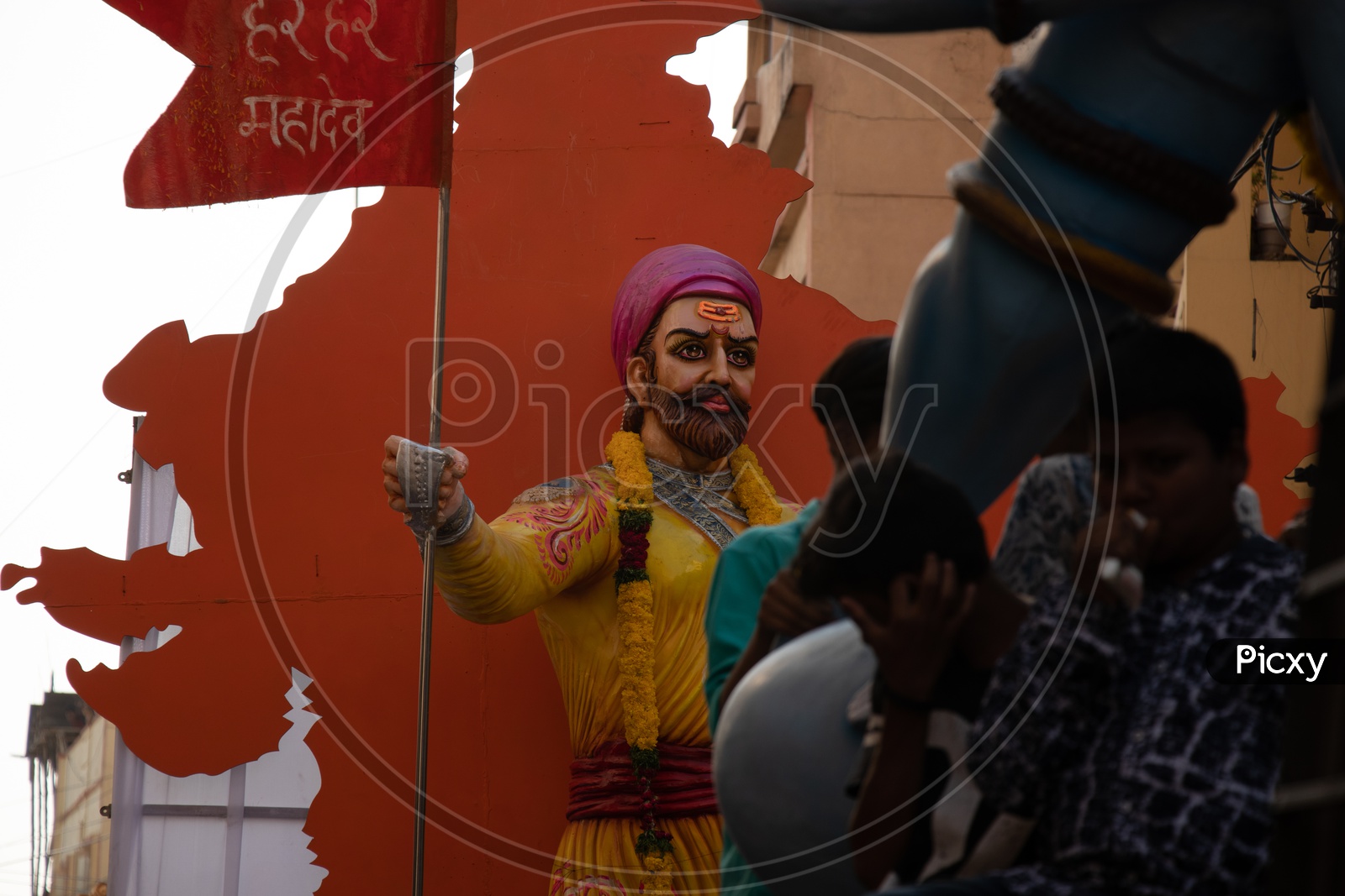 Chatrapathi Shivaji Idol In Procession During Sri Rama Navami Shoba Yatra in Hyderabad