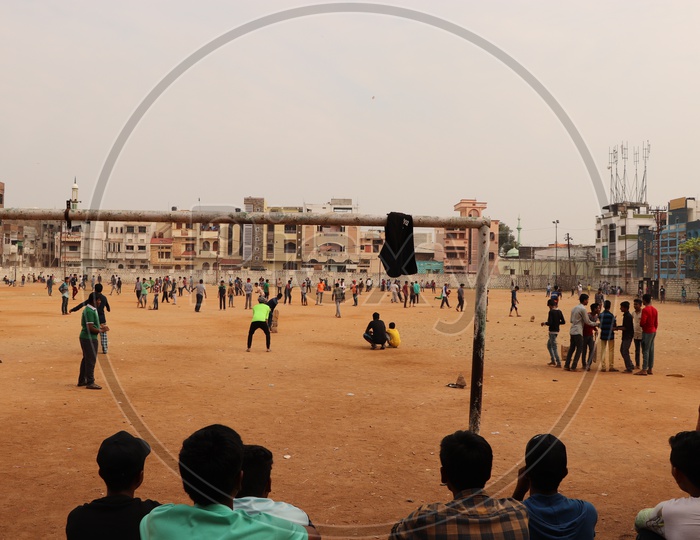 Indian Children Playing Cricket At Khursheed Jah Ground in Hyderabad