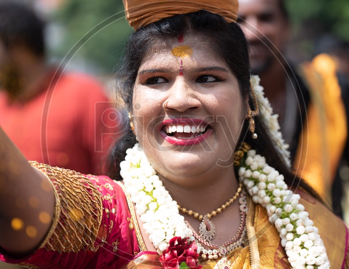 Jogini Or Goddess Woman During Bonalu Festival At Ujjaini Mahakali Temple In Hyderabad
