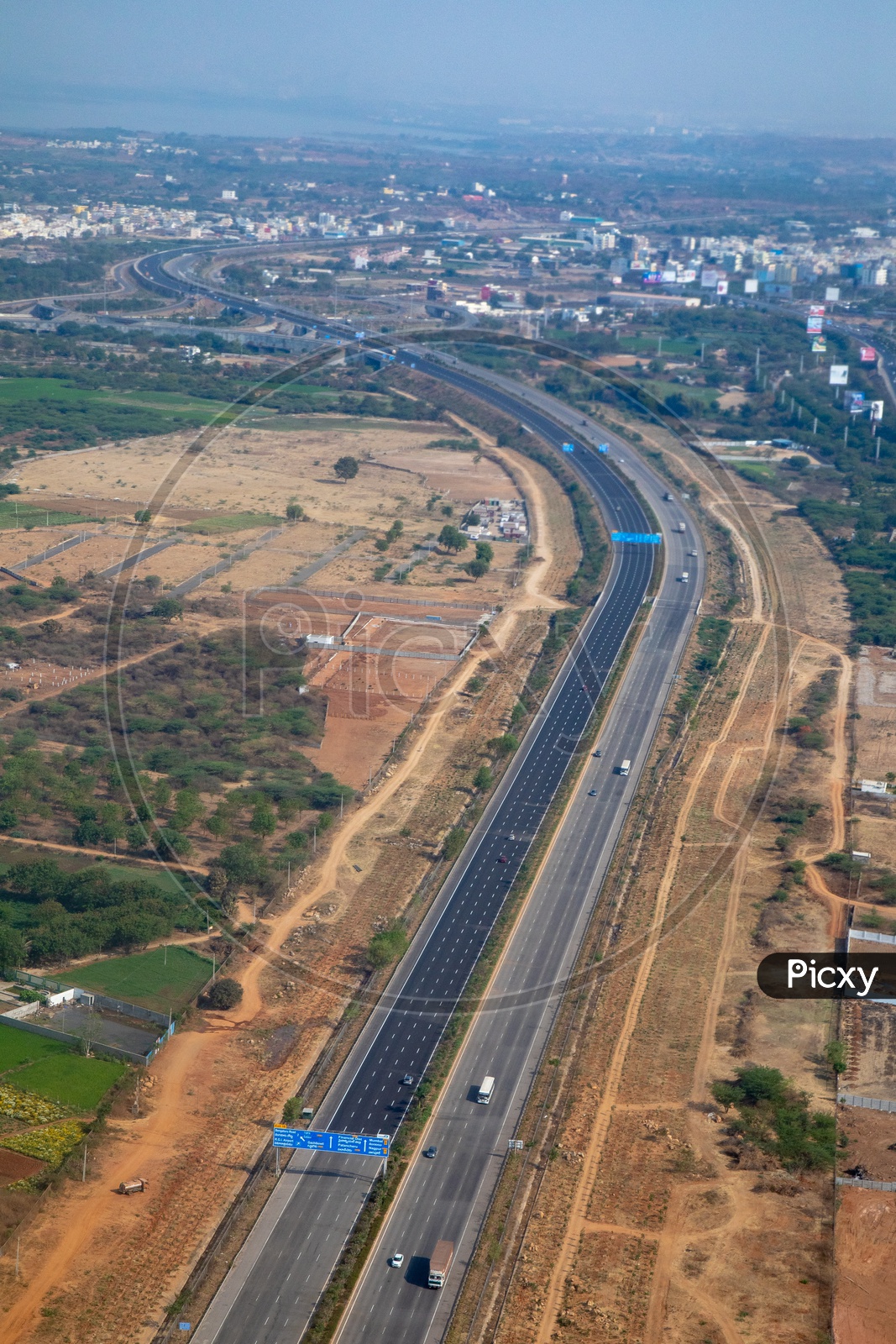Aerial View Of Hyderabad  Nehru Outer Ring Road Or ORR  From Flight Window