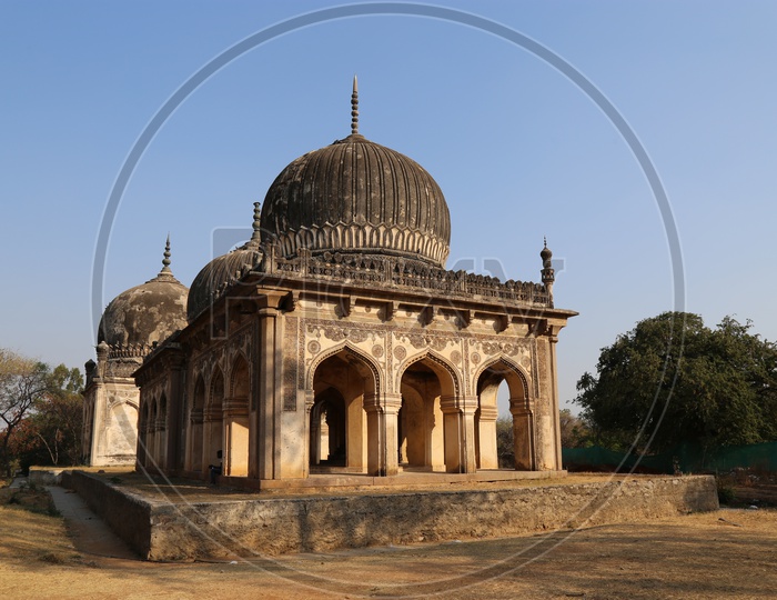 Qutub Shahi Tomb  View With Blue Sky Background