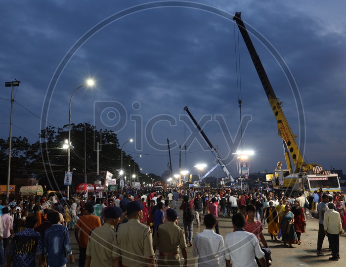 Image of Heavy Cranes Arranged by GHMC For Ganesh Visarjan or Nimarjan ...