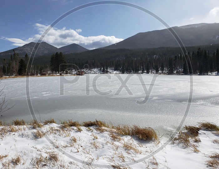 Frozen lake in Colorado