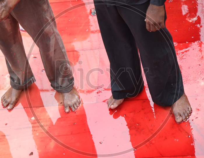 Reflection of  Devotees  On Blood Surface At Muharrum mourning