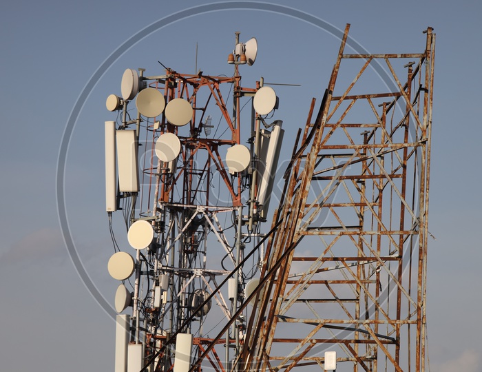 Cell Phone  Network Towers On House Terrace