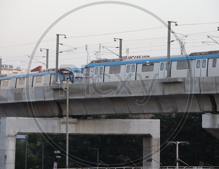 Hyderabad Metro Trains Running on Track Lines