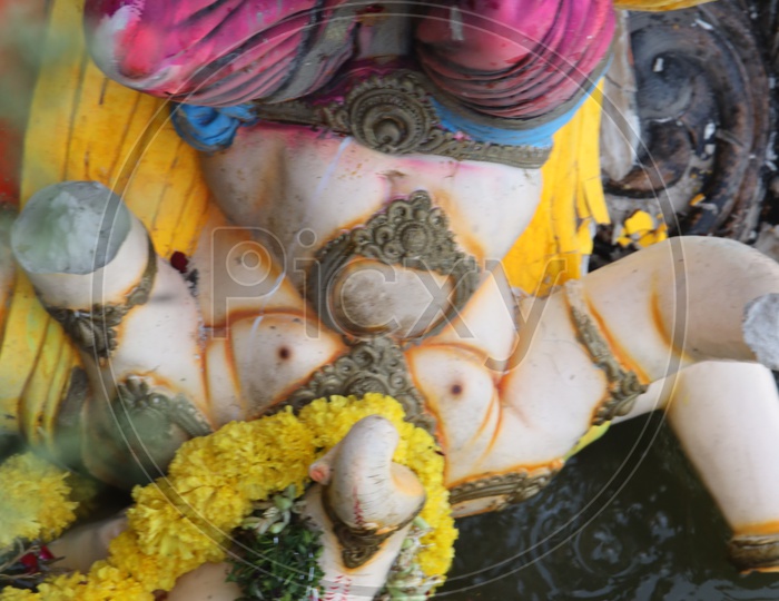 Ganesh Idols Immersion in Hussain Sagar Lake At Tankbund During  Ganesh Visarjan Or Nimarjan Event in Hyderabad