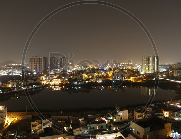 Urban skyline high rise apartments mediterranean sea coastal city hi ...