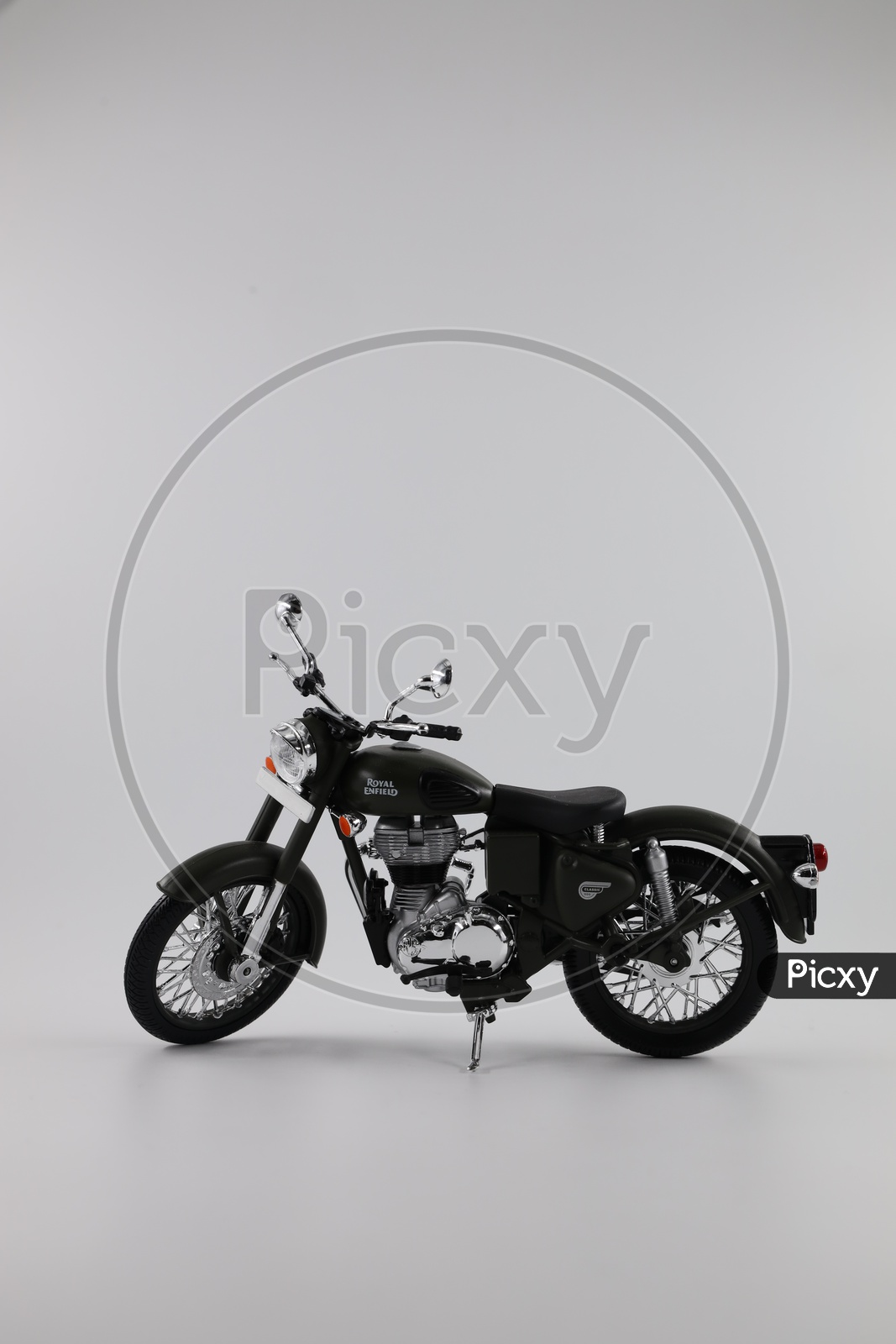 Royal Enfield Bullet Classic 350 Bike Miniature On an Isolated White  Background