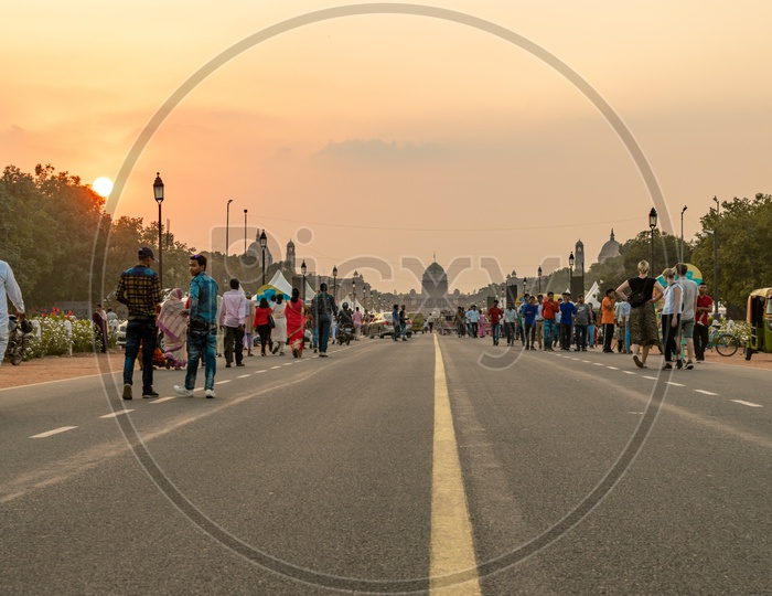 Sunset at Rajpath, a road leading towards Rashtrapati Bhawan (President House) near India Gate