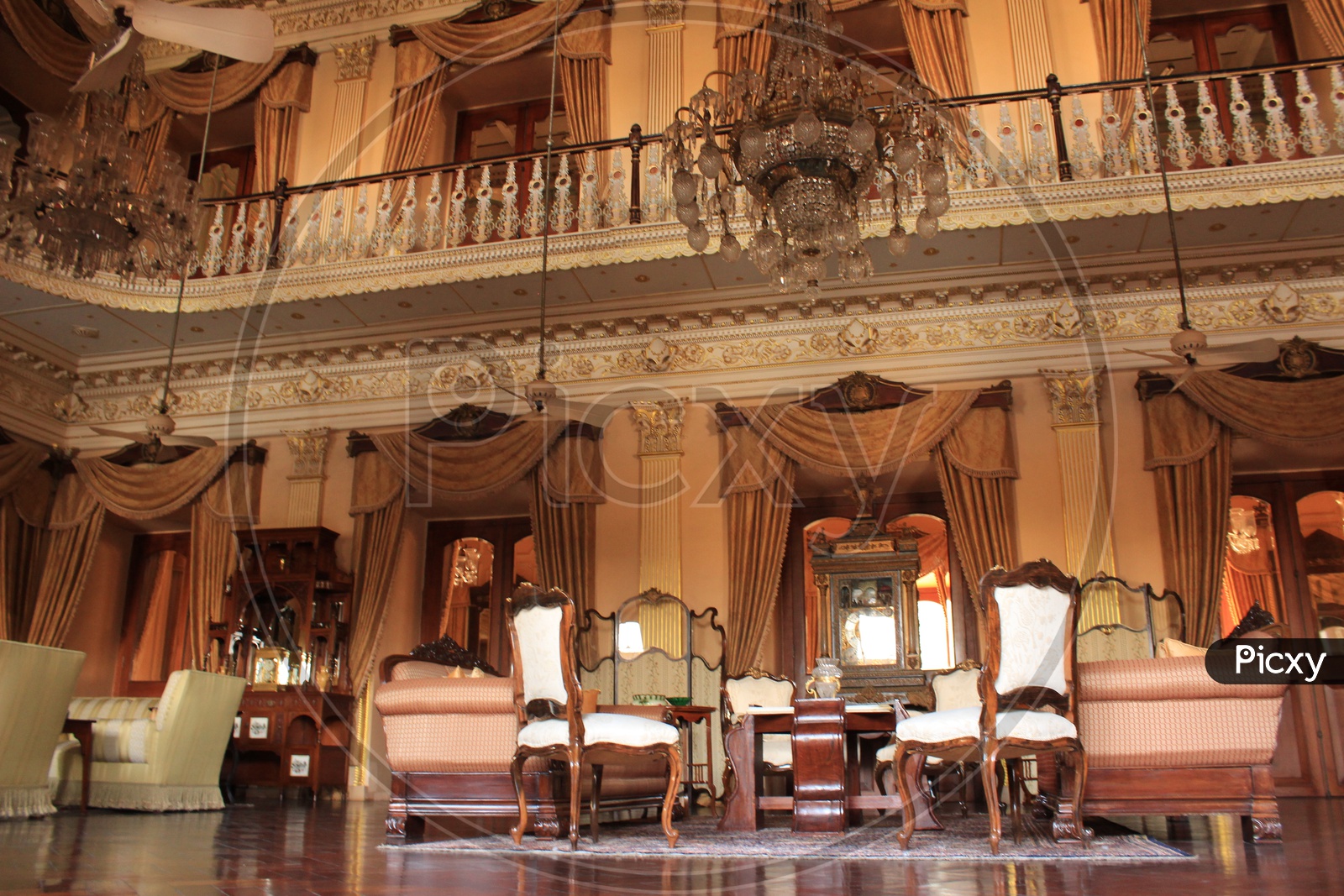Chowmahalla Palace Interiors  With Vintage Furniture And Chandeliers