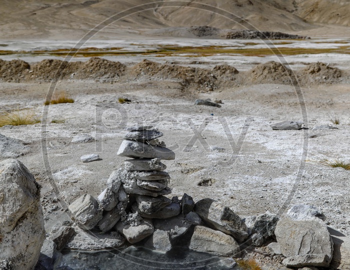Stones Arranges One on Other At Valleys Of Ladakh