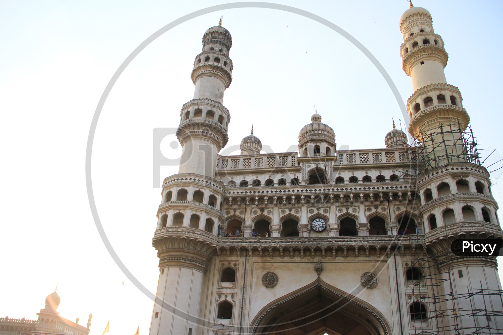 Charminar Composition With Pillars And Blue Sky As Background