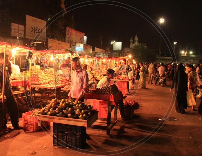Fruit Vendor Stalls  on Streets Of Charminar