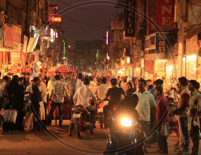 Busy Ghansi Bazaar  Street With  Visitors Shopping  In Bangle Stores