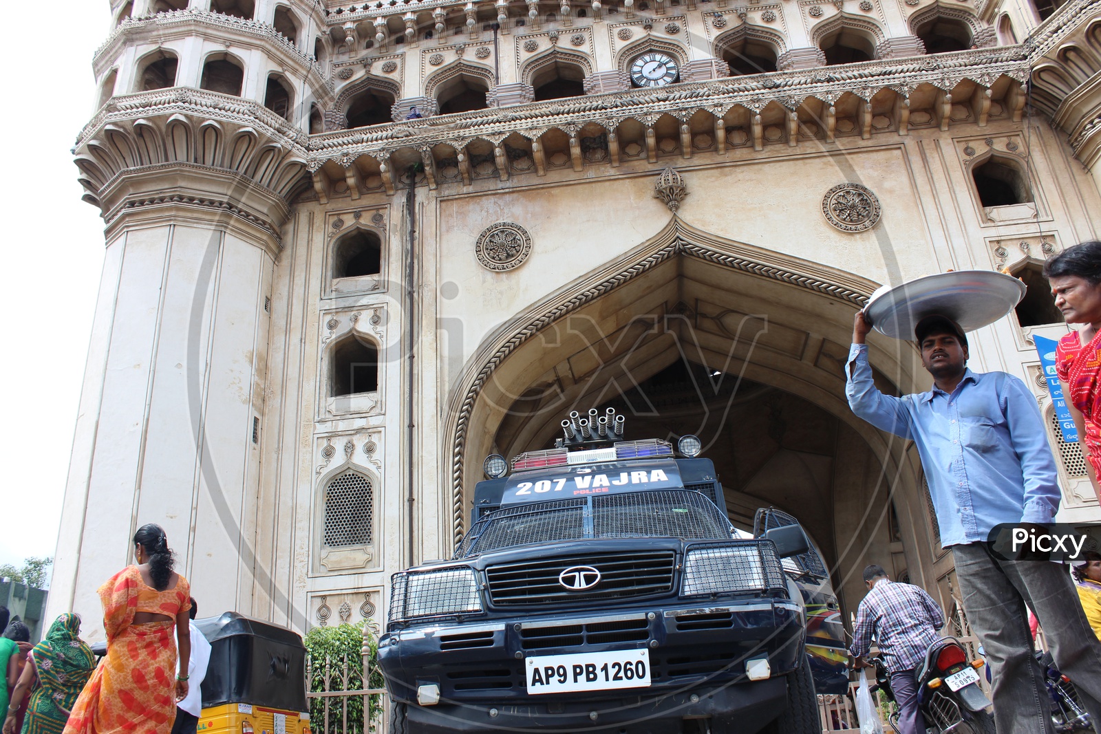 Hyderabad  Police Vajra Vehicle At Charminar