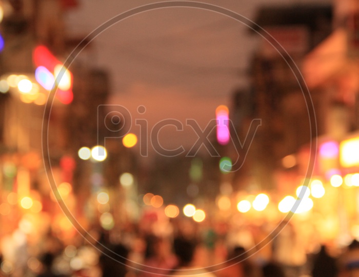Bokeh Background Of Busy Ghansi Bazaar Street With Bangle Shopping In Bangle Shops