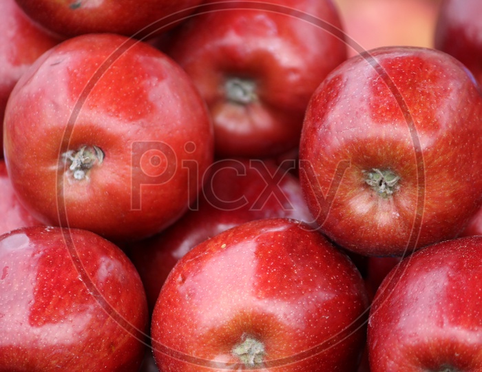 Apples Closeup in a Fruit  Vendor Stall