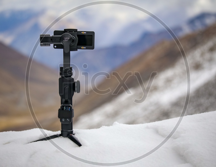 Osmo Mobile Tripod With Ladakh Mountain In Background