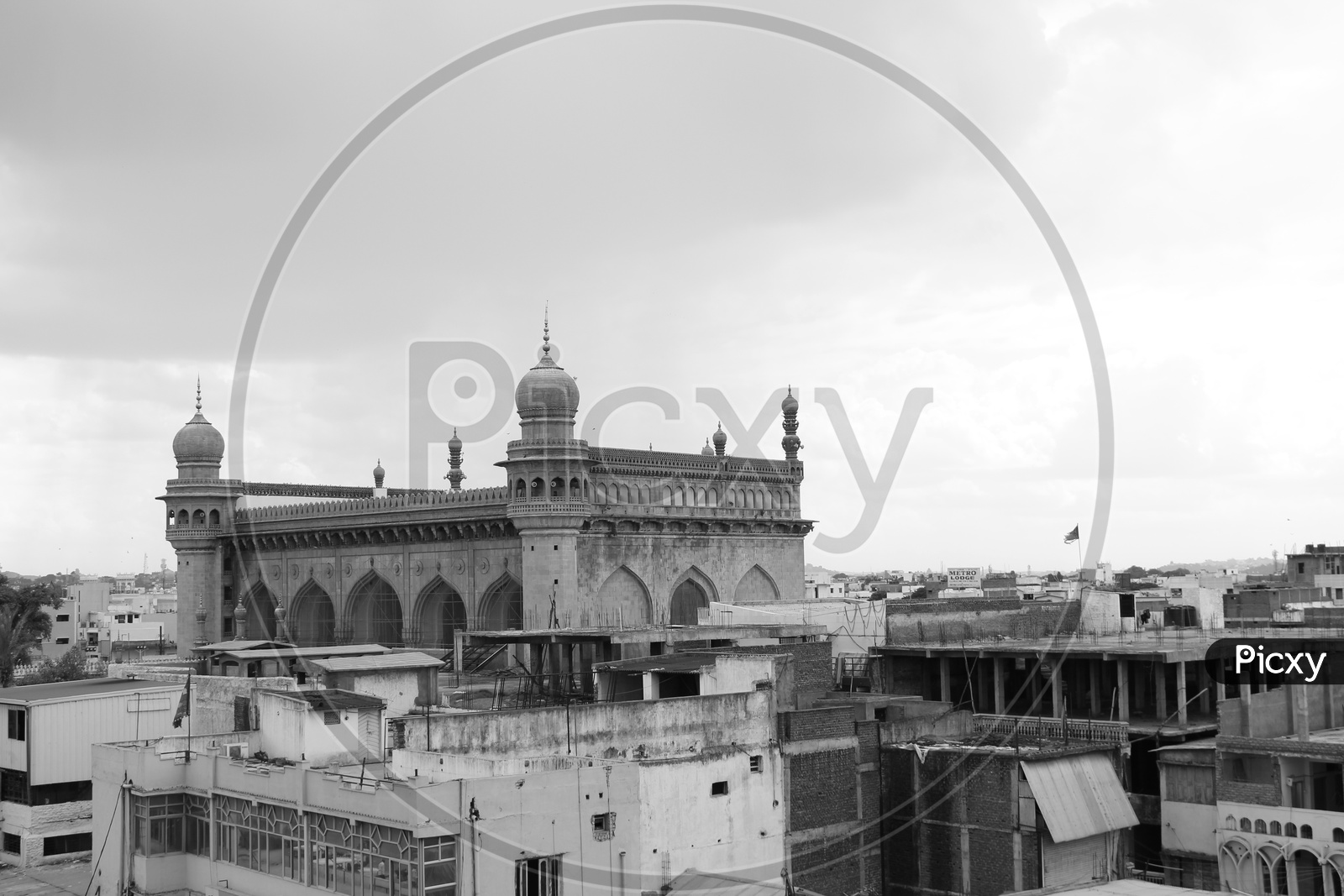 Aerial View Of  Mecca Masjid From  Charminar Top