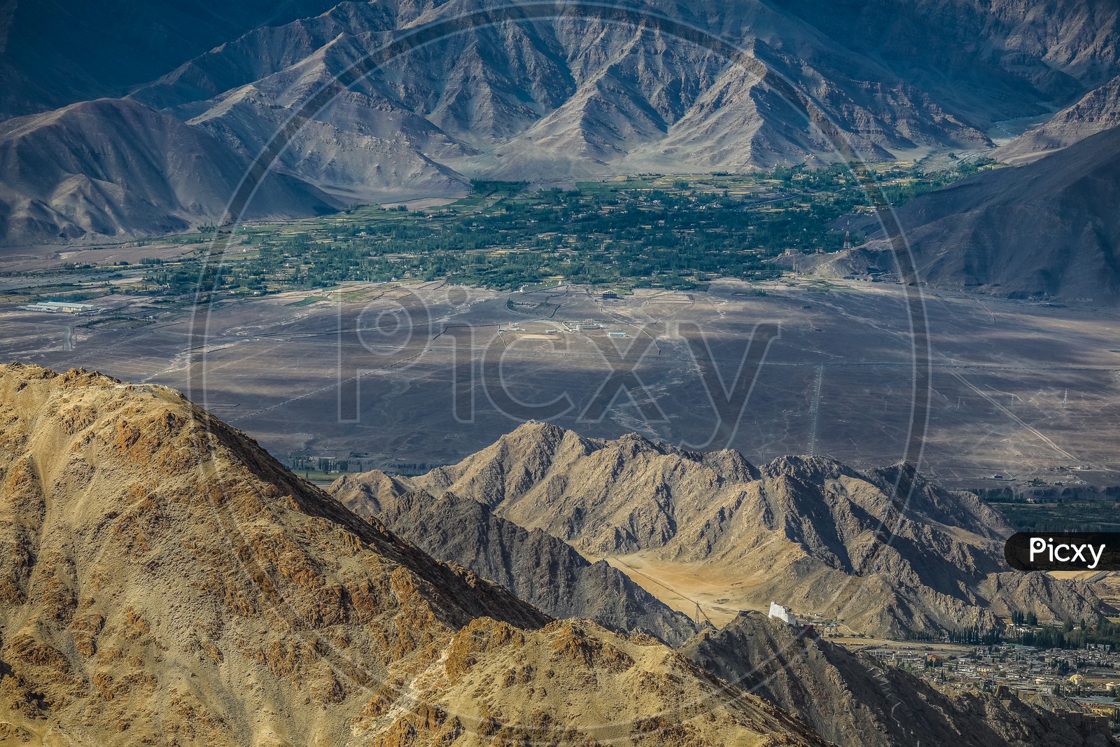 Aerial View Of Mountains And Valleys In Ladakh