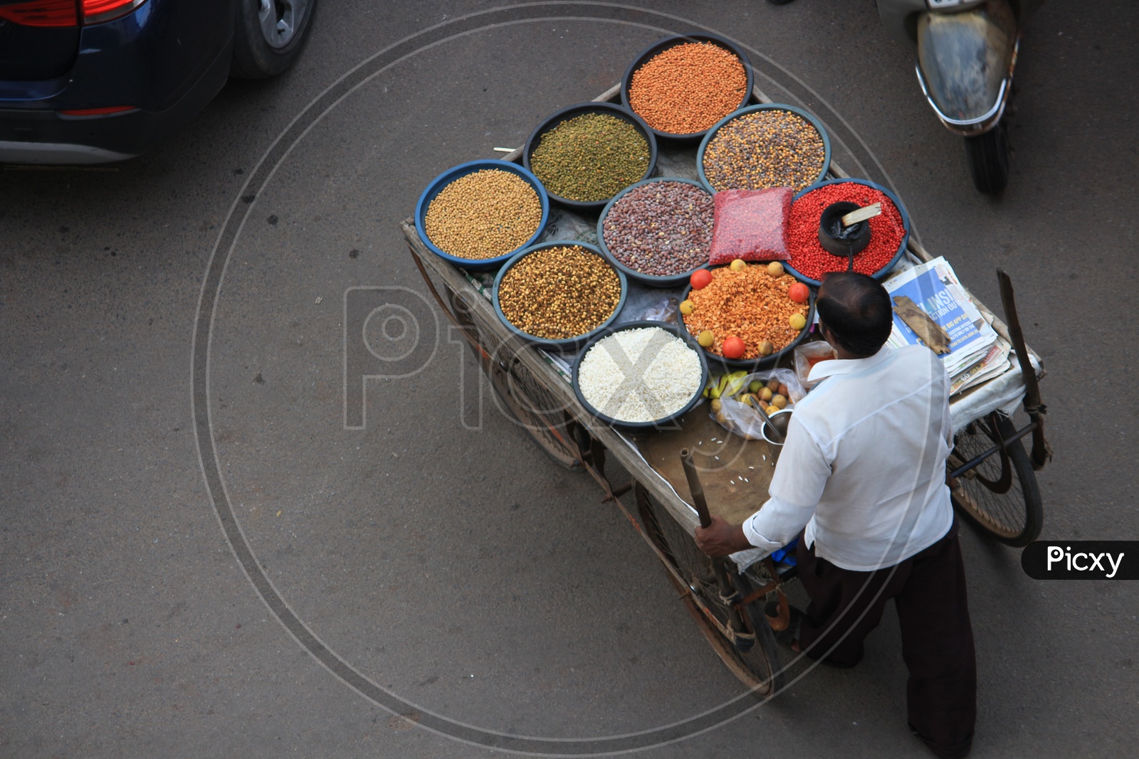 A Street Food Vendor  Selling Spiced Pulses At Charminar