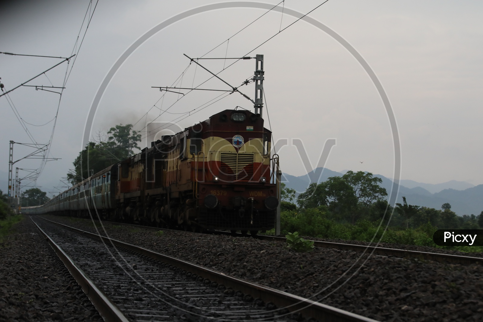 Image of Indian Railways Train Moving on Track Lines With Electric
