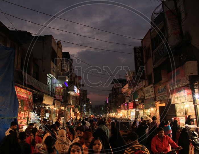 Busy Ghansi Bazaar Street With Bangle Shopping In Bangle Shops