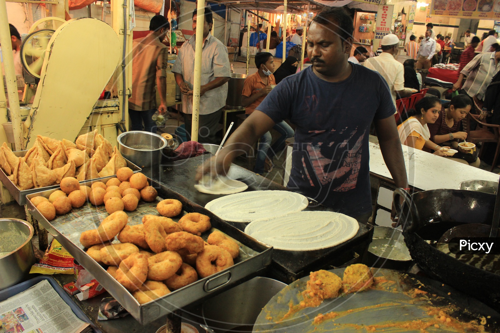 Indian  Food Dosa Or Breakfast  Making in a Stall
