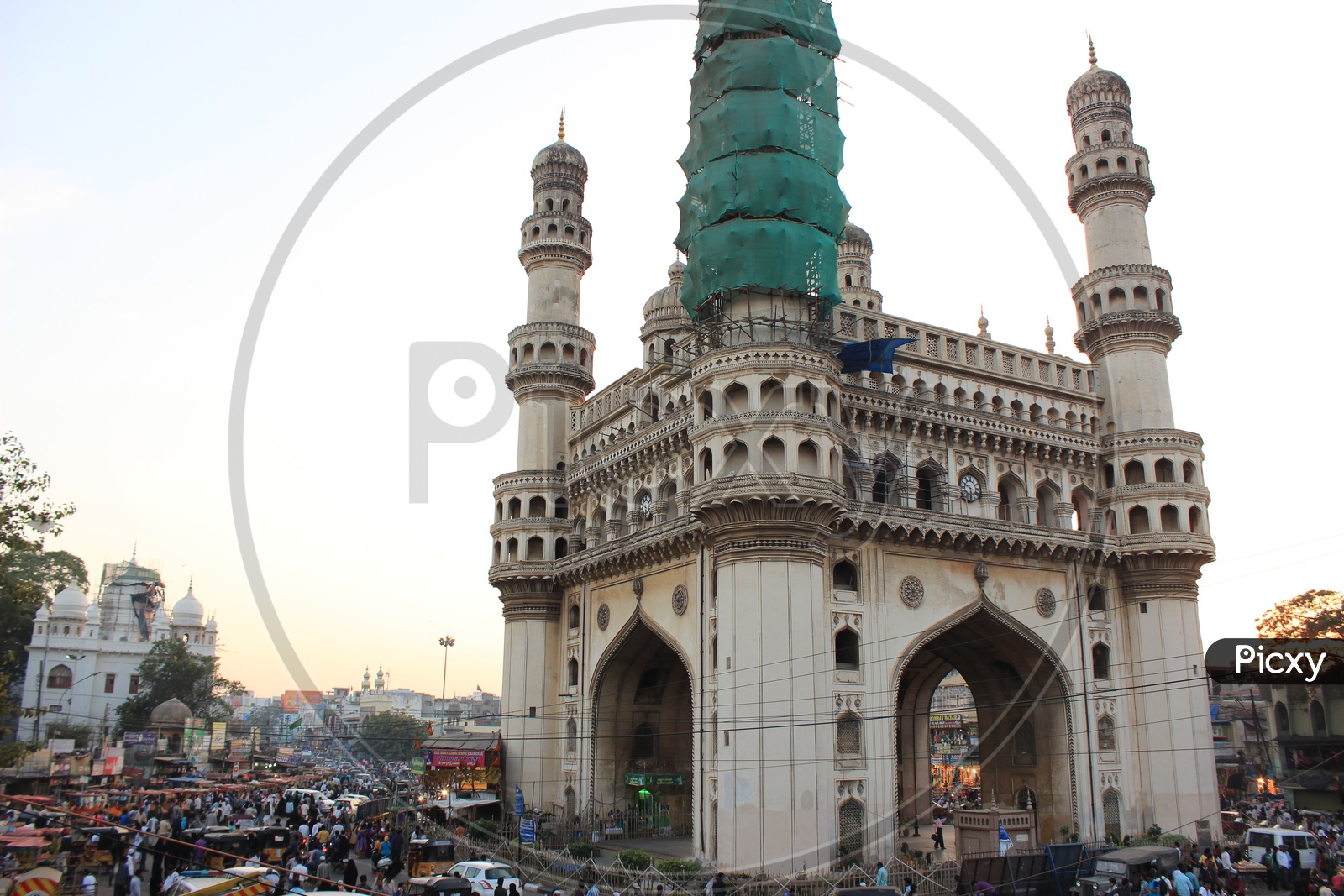 Charminar Busy Streets  With Visitors And Vehicles Around  Charminar