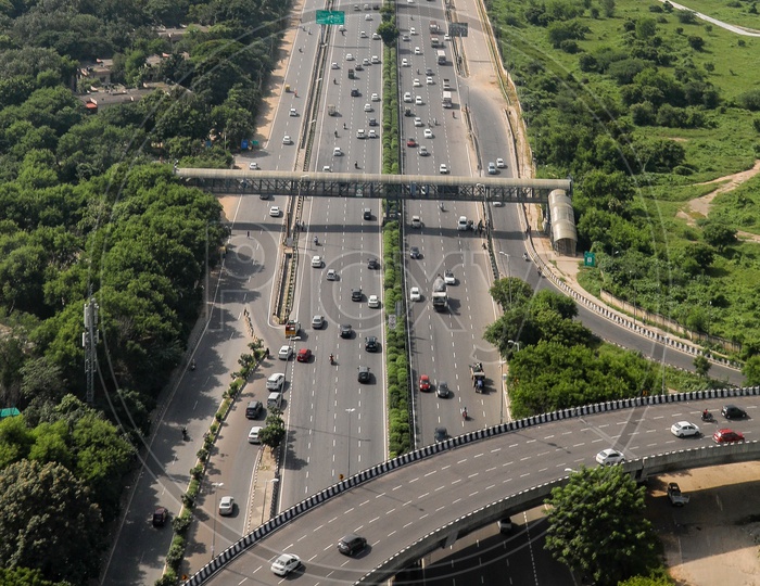Delhi Outer Ring Road Aerial View From Flight Window