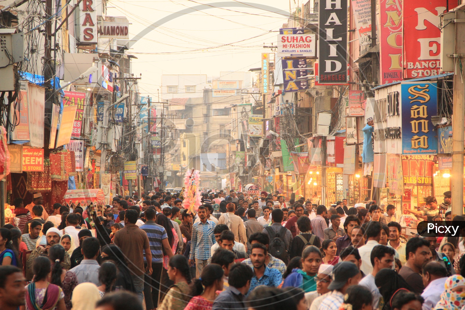 Image of Busy Ghansi Bazaar Street With Bangle Shopping In Bangle Shops