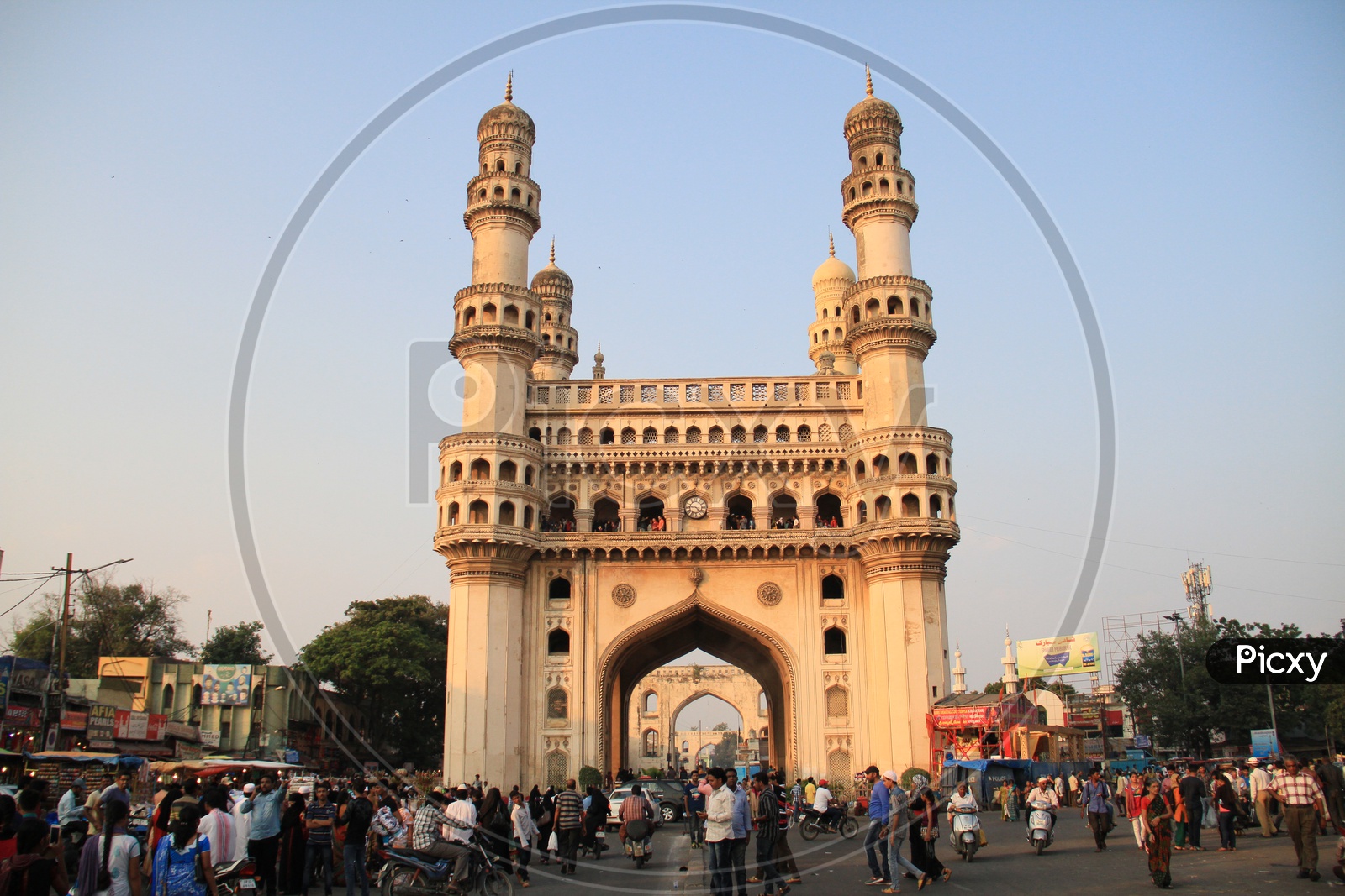 Charminar  Composition With  Visitors and Commuting Vehicles Around it