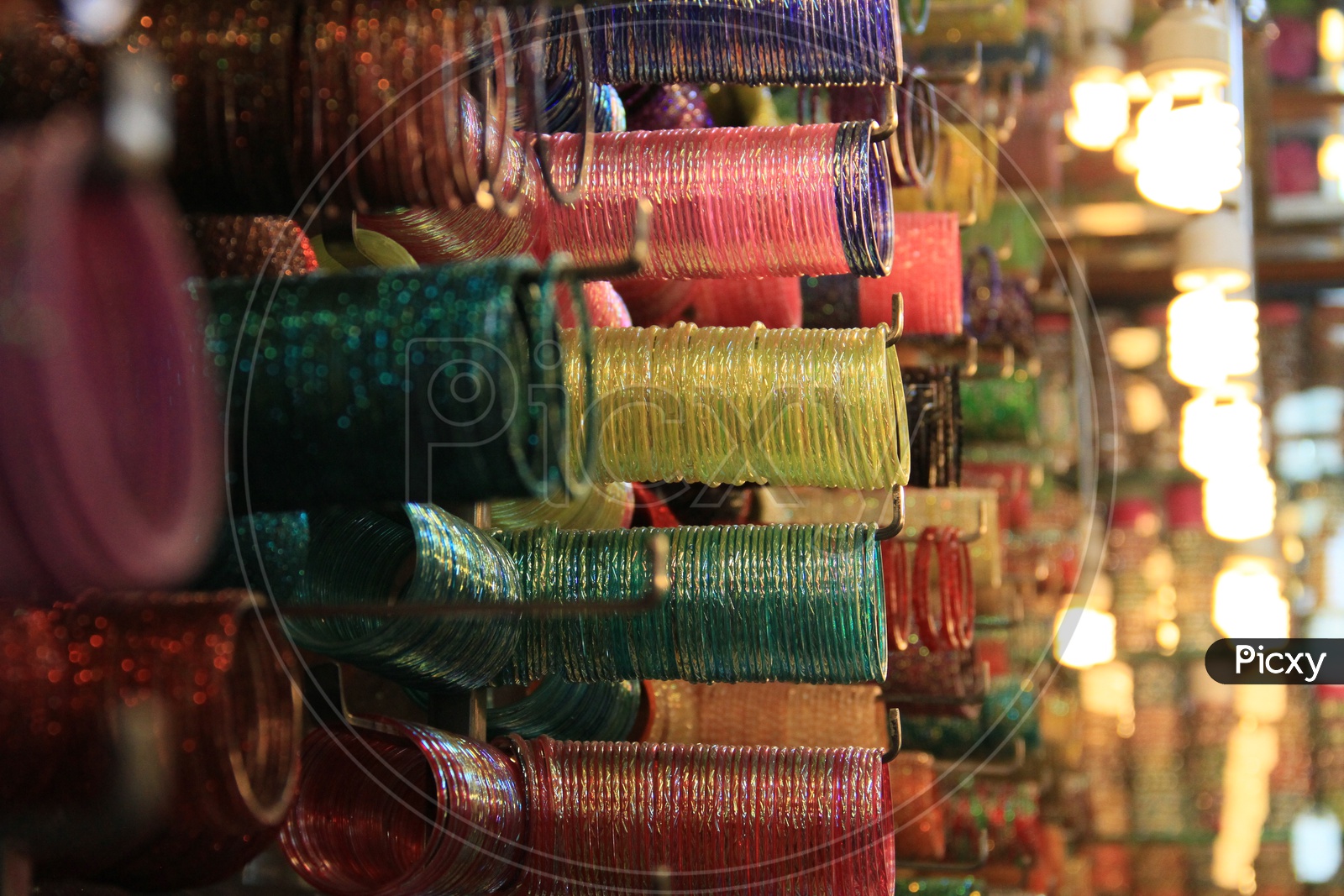 Bangles in Stores At Ghansi Bazaar Street Around Charminar