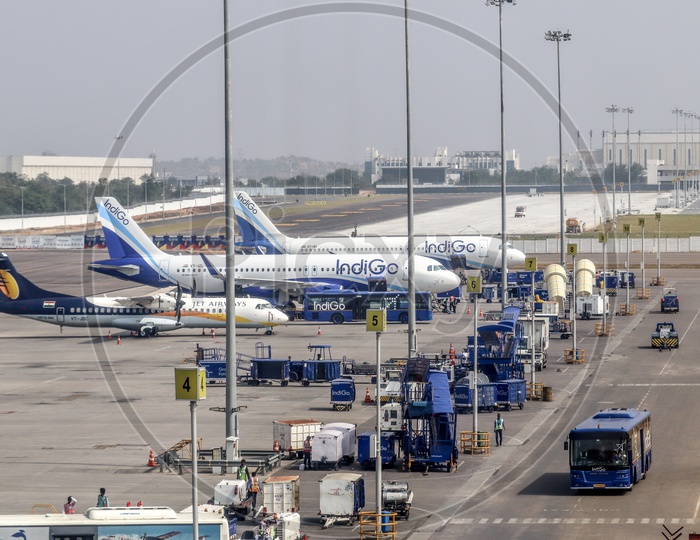 RGIA airport hyderabad, with indigo airlines, ready for takeoff