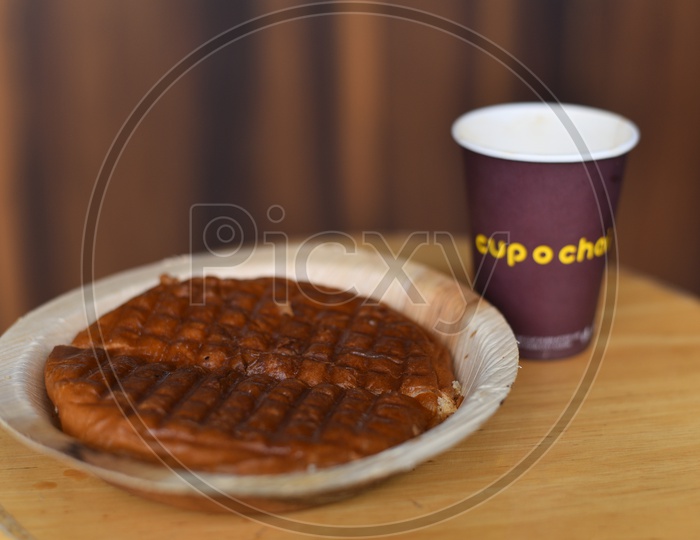 Hot tea Served With a Waffle