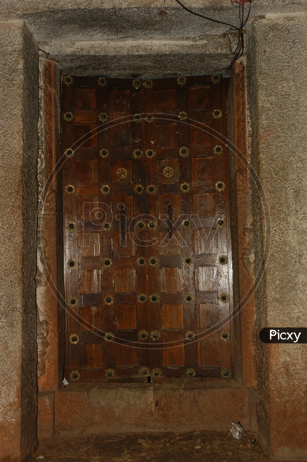 Traditional Old Wooden Door Of a temple