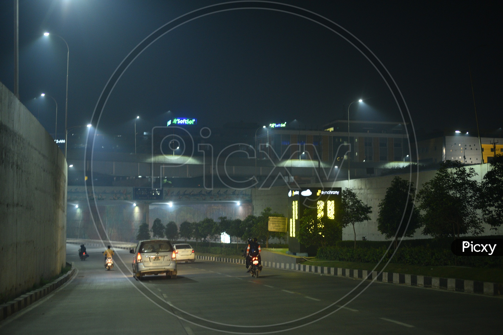 Commuting Vehicles on Fly Over bridge On Diwali Night