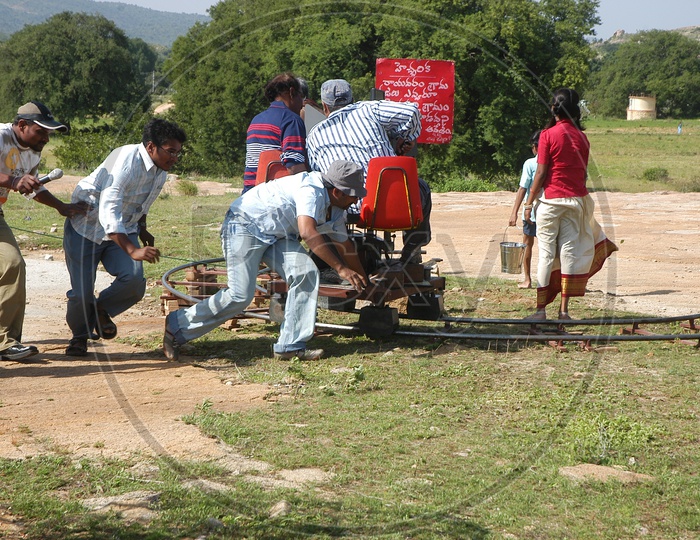 Telugu Movie Shooting Scenes in a Rural Village