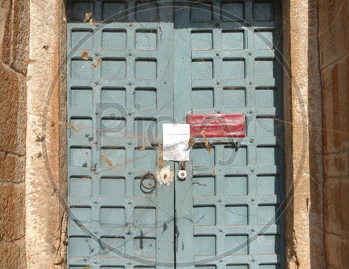 Seize  Lock To an Ancient Temple Door With Court Notice Attached