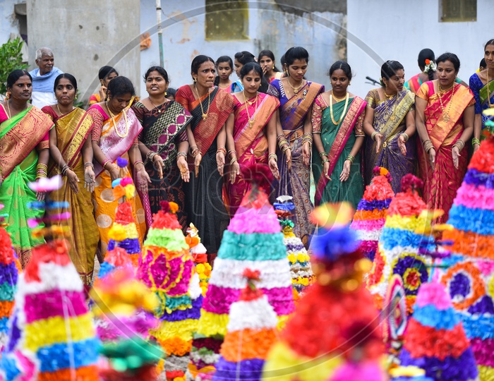 Woman dance on Telangana's prestigious and most celebrated festival, Bathukamma