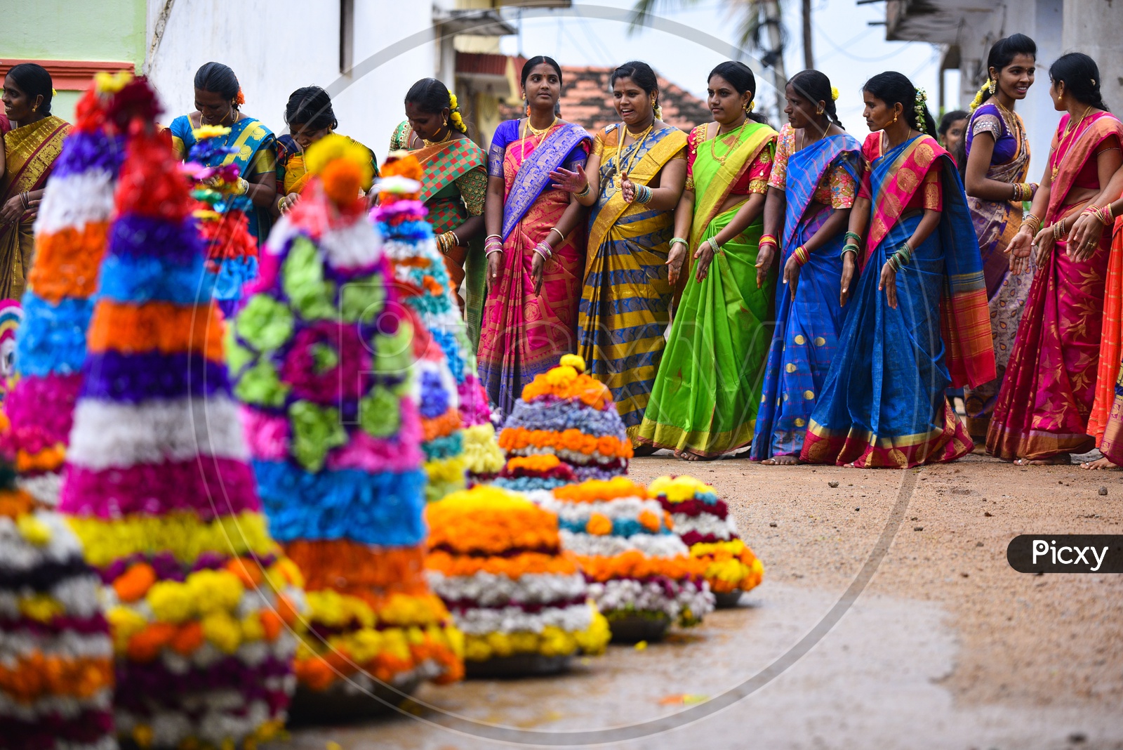 Women of Imambad participate in Saddula Bathukamma on October 6,2019.