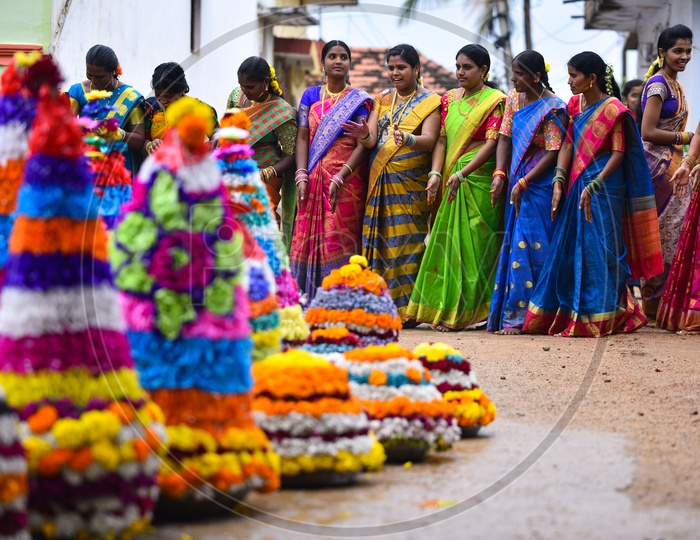 Women of Imambad participate in Saddula Bathukamma on October 6,2019.