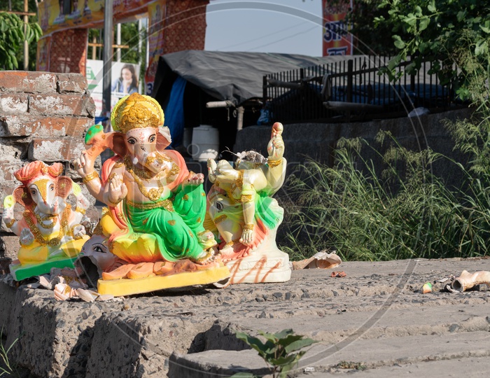 Damaged and broken Ganesha Idol