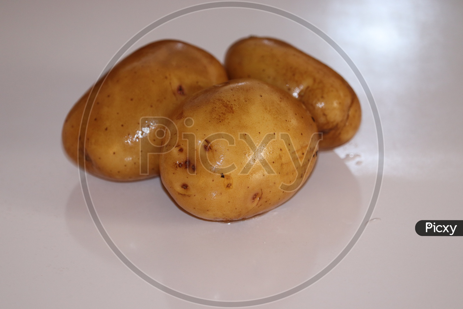 Potatoes against white background daily food in Western and Western countries - Image