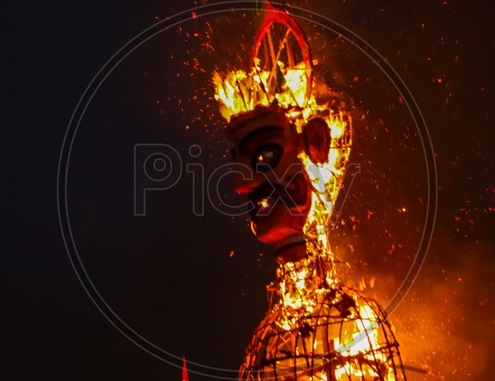 Burning Ravan effigy during Dussehra celebrations 2019